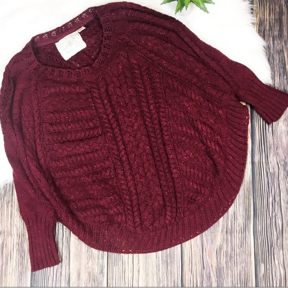 Anthropologie Angel of the North  Cable Knit Oversized Sweater Sz XS